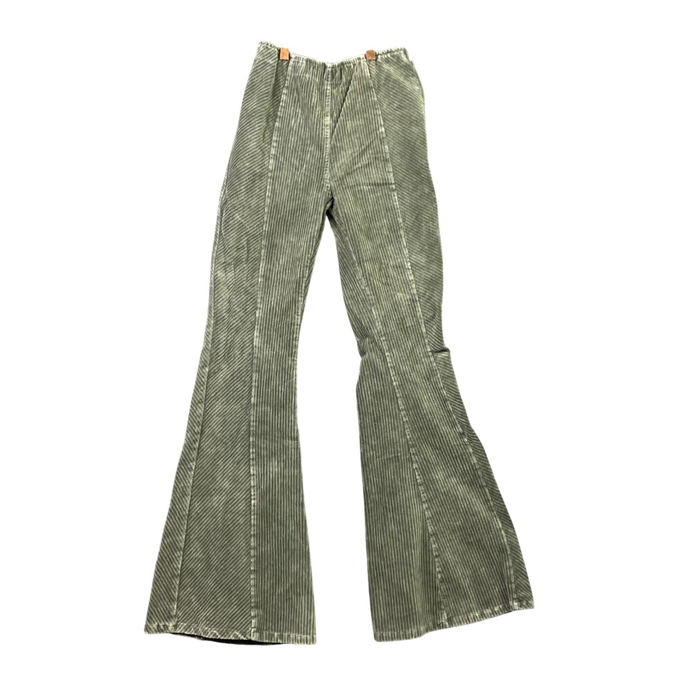 Oli & Hali Corduroy Flare Pants Womens Medium Olive Green Boho High Rise Flare